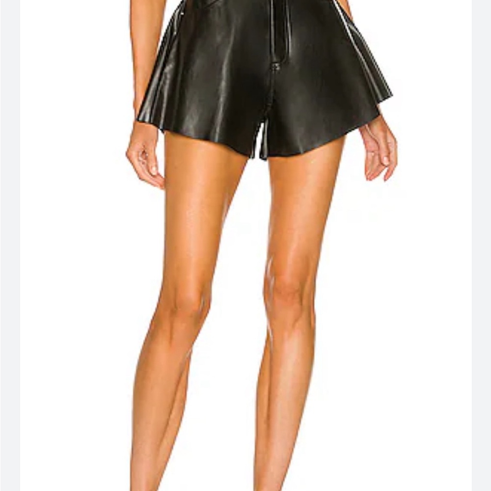 WeWoreWhat High Waist Black Leather Shorts